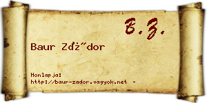 Baur Zádor névjegykártya
